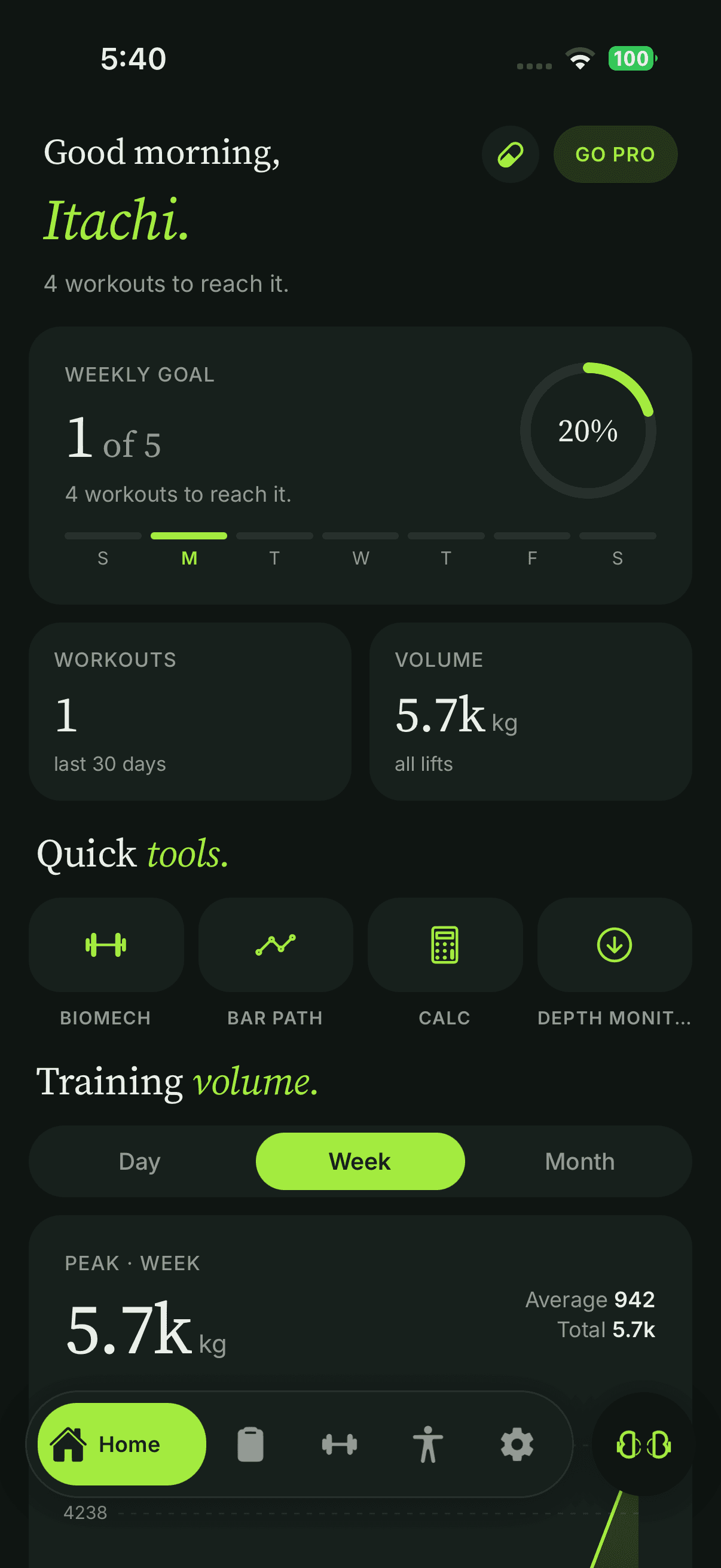 Barbell Brains home screen